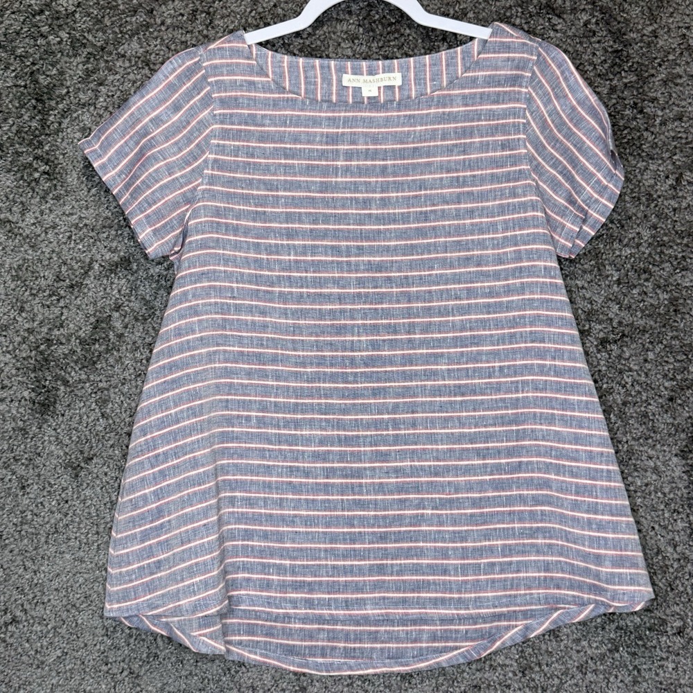 Ann Mashburn Linen Stripe Shirt Medium